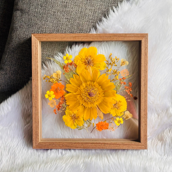 Yellow-Orange Pressed Flower Frames (22cm x 22cm)